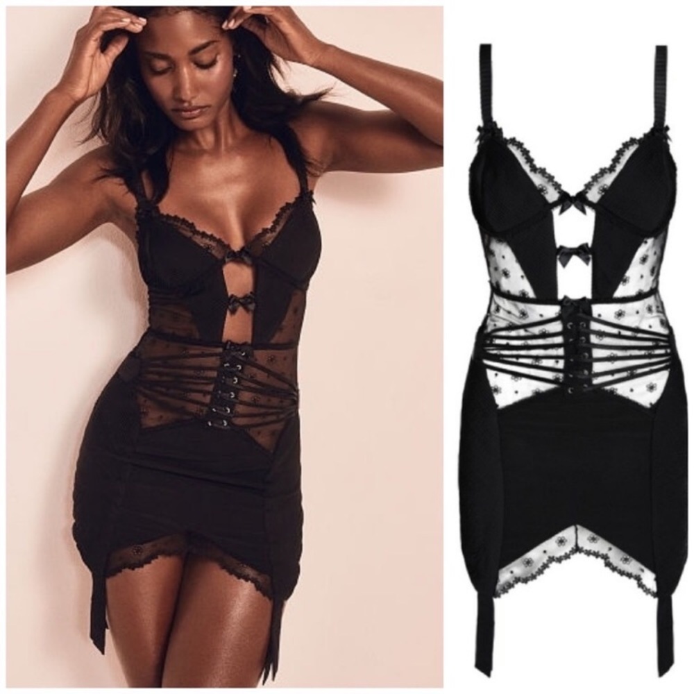 NWT For Love & Lemons Dahlia Pleated Slip Dress L